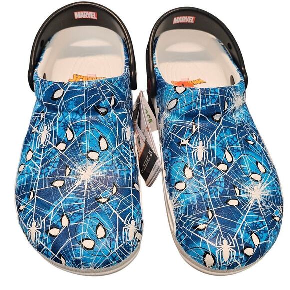 Crocs Marvel SpiderMan Bistro Clogs Womens Size 9 Blue Slip On Spider Web - Picture 1 of 8